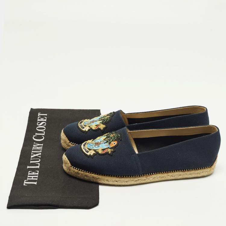 Pre Owned Christian Louboutin Lougalia Size 40 Navy Blue Canvas Espadrille Flats