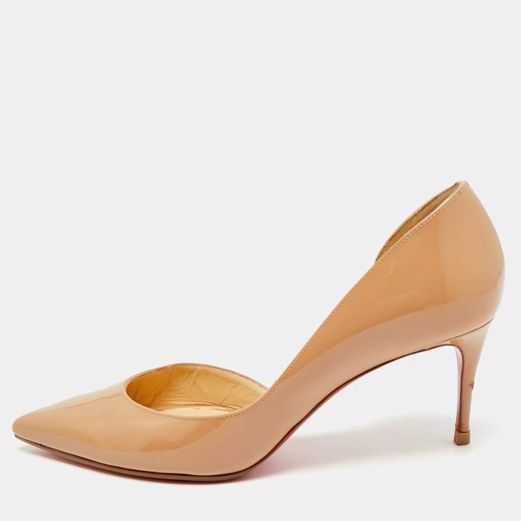 Pre Owned Christian Louboutin Iriza Size 39.5 Beige Leather Pumps