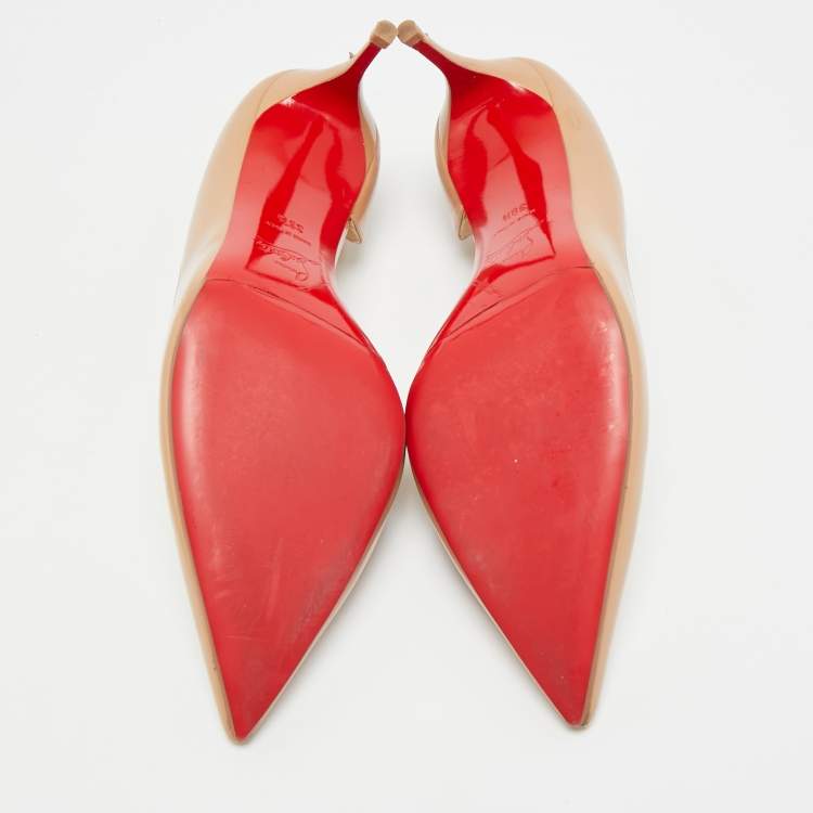 Pre Owned Christian Louboutin Iriza Size 39.5 Beige Leather Pumps
