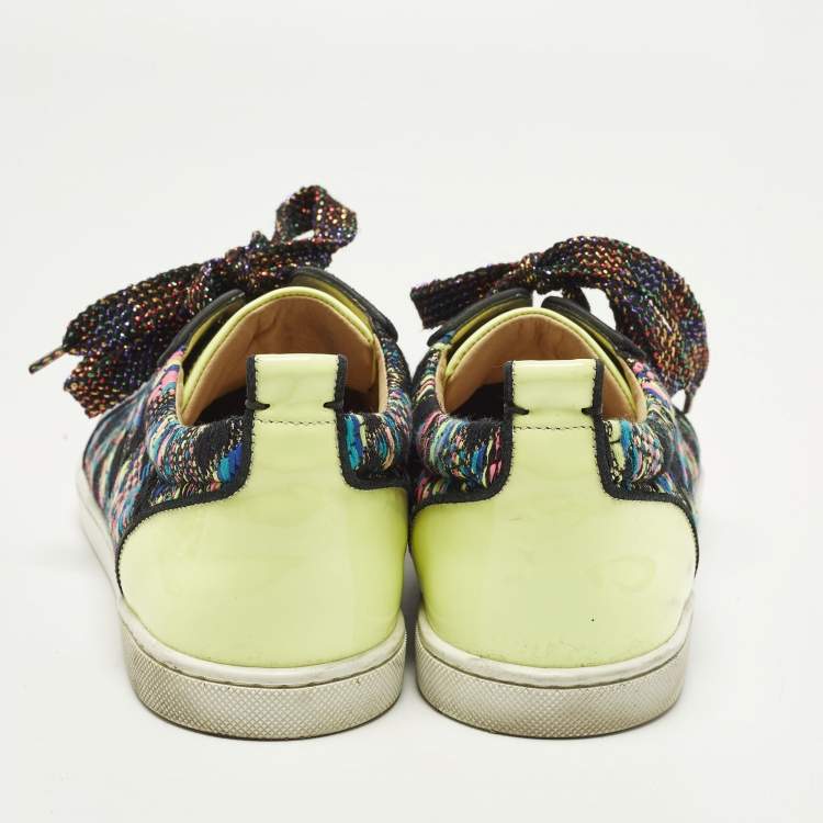 Pre Owned Christian Louboutin Gondoliere Size 41 Multicolor Knit Fabric and Patent Leather Low Top Sneakers