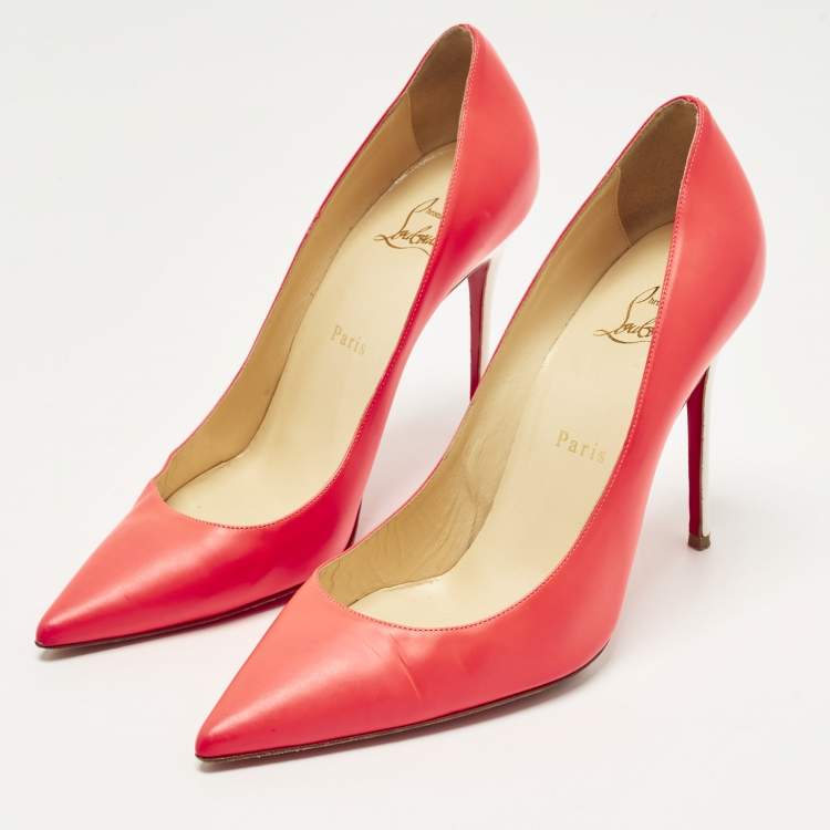 Pre Owned Christian Louboutin So Kate Size 39 Pink/White Leather Pumps
