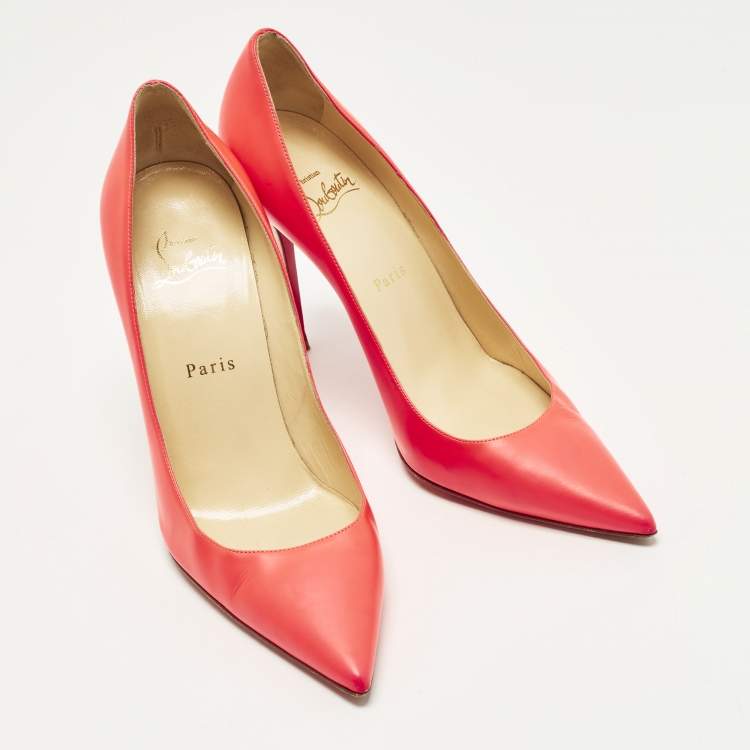 Pre Owned Christian Louboutin So Kate Size 39 Pink/White Leather Pumps