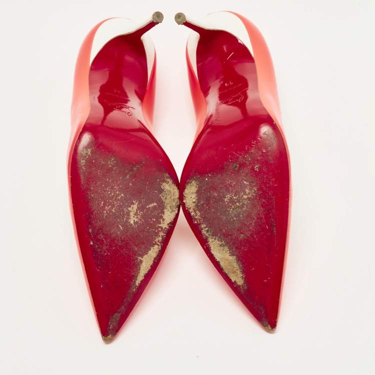 Pre Owned Christian Louboutin So Kate Size 39 Pink/White Leather Pumps