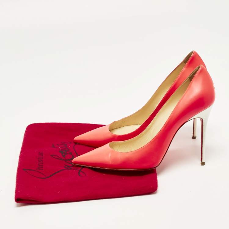 Pre Owned Christian Louboutin So Kate Size 39 Pink/White Leather Pumps