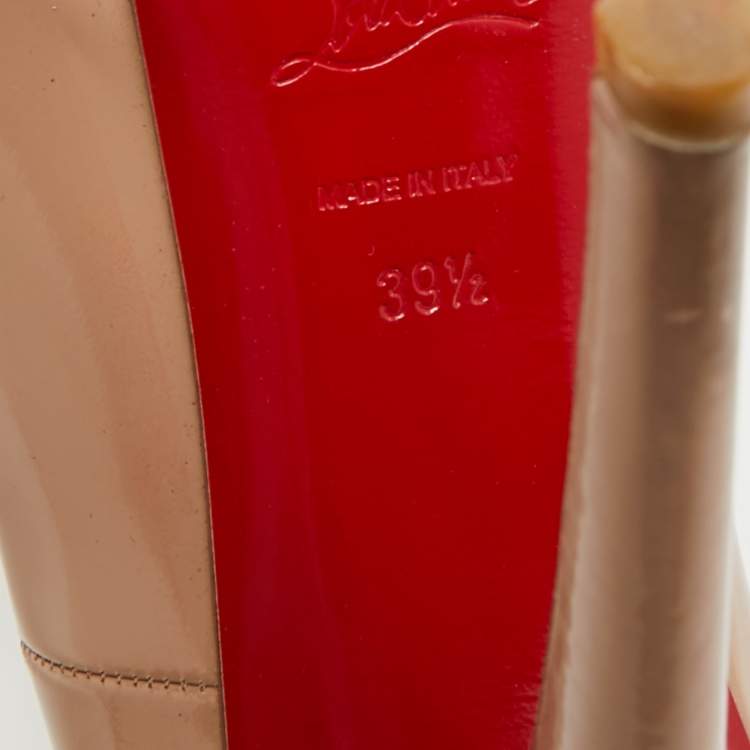 Pre Owned Christian Louboutin Relika Size 39.5 Beige Leather Platform Pumps