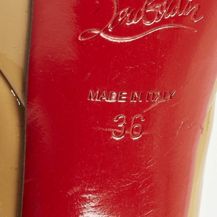 Pre Owned Christian Louboutin Bianca Size 36 Beige Patent Leather Platform Pumps