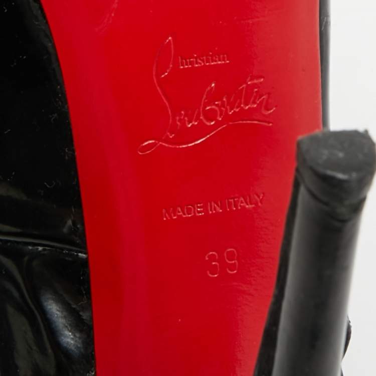 Pre Owned Christian Louboutin Private Number Size 39 Black Patent Leather Slingback Pumps