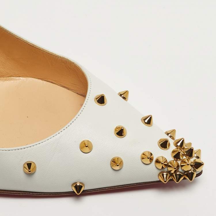 Pre Owned Christian Louboutin Degraspike Size 39 White Leather Pumps