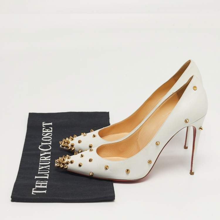 Pre Owned Christian Louboutin Degraspike Size 39 White Leather Pumps