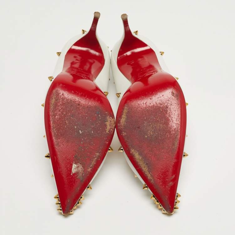 Pre Owned Christian Louboutin Degraspike Size 39 White Leather Pumps