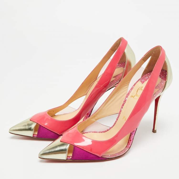 مملوكة مسبقًا Christian Louboutin Galata Size 39 Multicolor Patent Leather and PVC Pumps