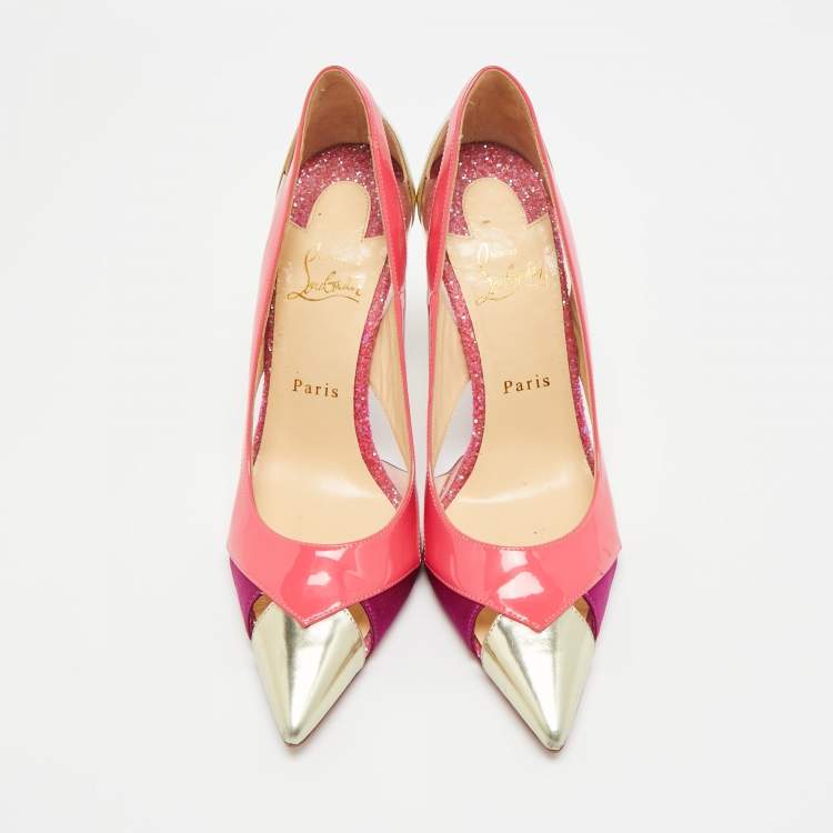 مملوكة مسبقًا Christian Louboutin Galata Size 39 Multicolor Patent Leather and PVC Pumps