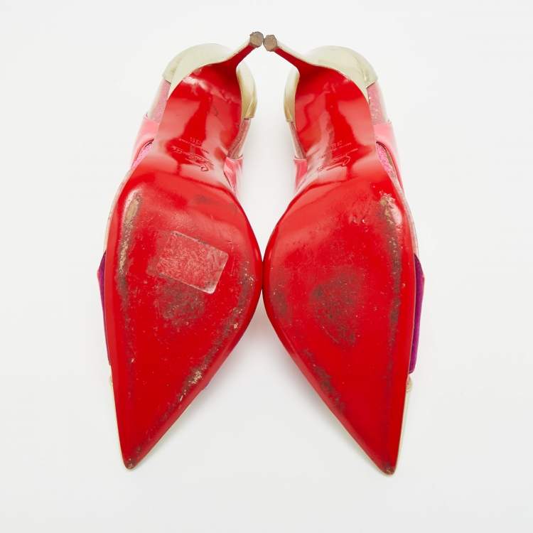 مملوكة مسبقًا Christian Louboutin Galata Size 39 Multicolor Patent Leather and PVC Pumps