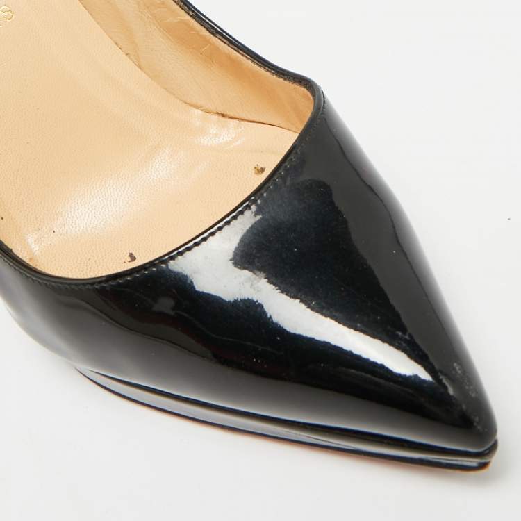 Pre Owned Christian Louboutin Pigalle Plato Size 36.5 Black Patent Leather Platform Pumps