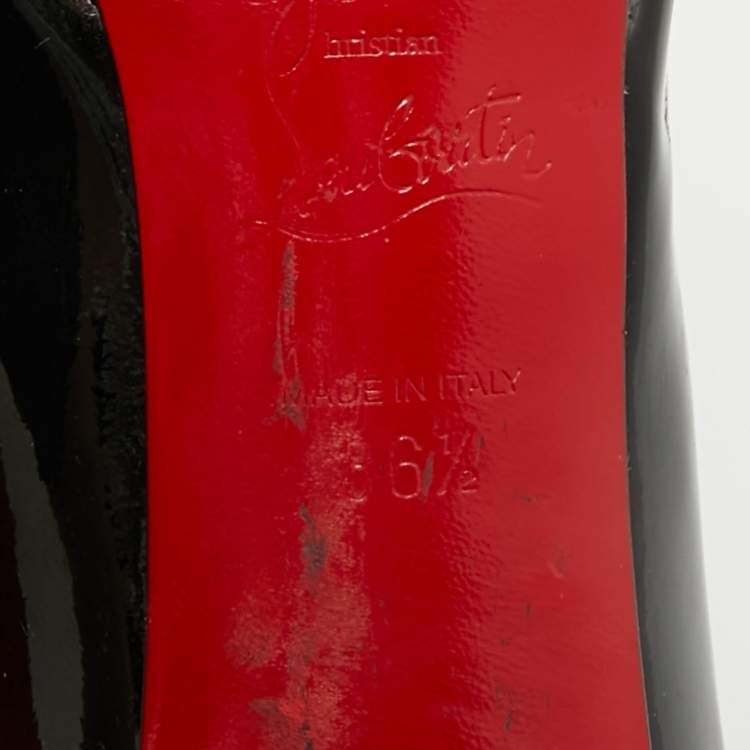 Pre Owned Christian Louboutin Pigalle Plato Size 36.5 Black Patent Leather Platform Pumps
