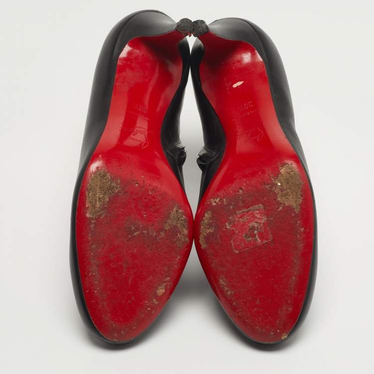 Pre Owned Christian Louboutin Belle Size 36.5 Black Leather Booties