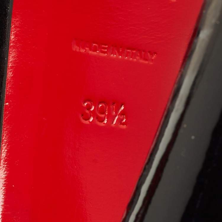 Pre Owned Christian Louboutin Marple Town Size 39.5 Black Patent Leather Platform Sandals