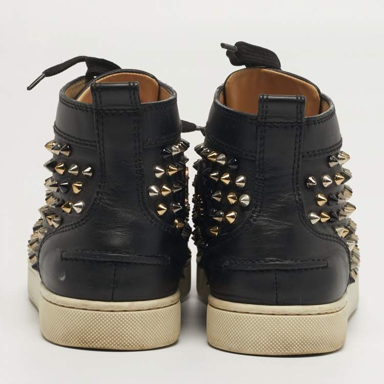 Pre Owned Christian Louboutin Louis Spikes Size 38.5 Multicolor Leather High Top Sneakers