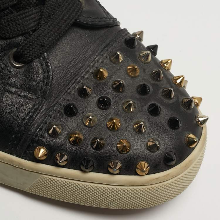 Pre Owned Christian Louboutin Louis Spikes Size 38.5 Multicolor Leather High Top Sneakers