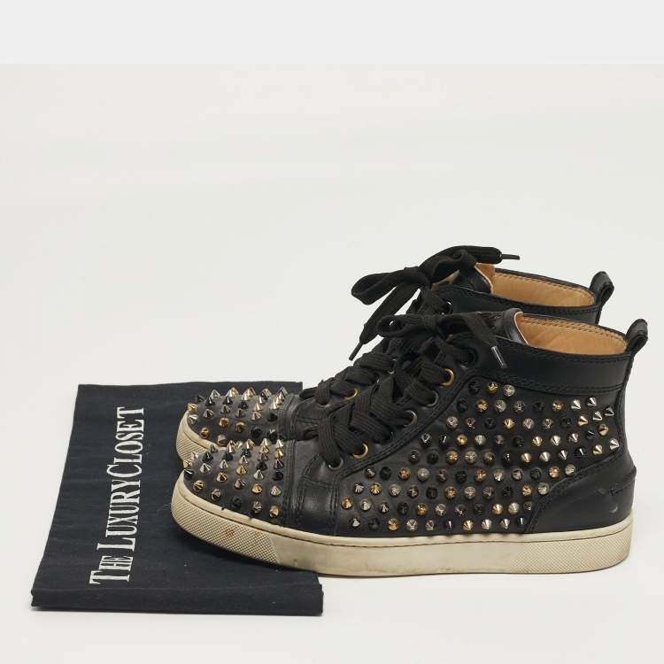 Pre Owned Christian Louboutin Louis Spikes Size 38.5 Multicolor Leather High Top Sneakers