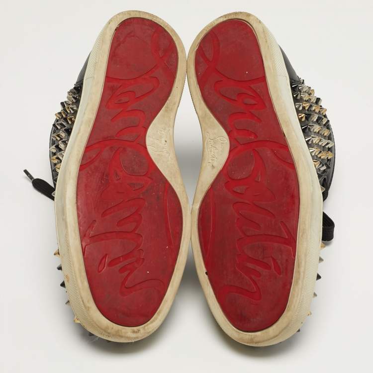 Pre Owned Christian Louboutin Louis Spikes Size 38.5 Multicolor Leather High Top Sneakers
