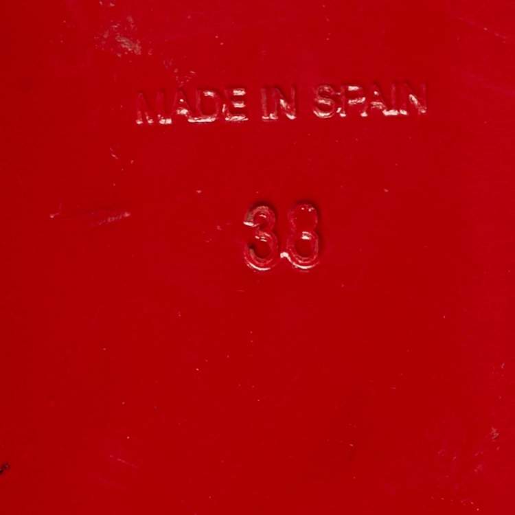 مملوكة مسبقًا Christian Louboutin Pyraclou Size 38 Black/Blue Denim and Leather Platform Sandals