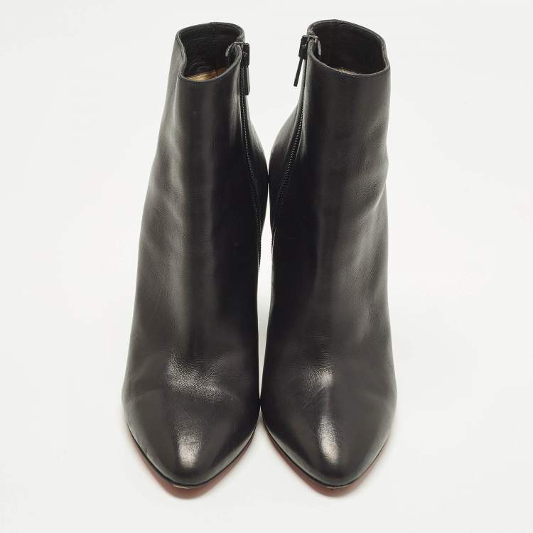 Pre Owned Christian Louboutin Levitibootie Size 39.5 Black Leather Ankle Boots