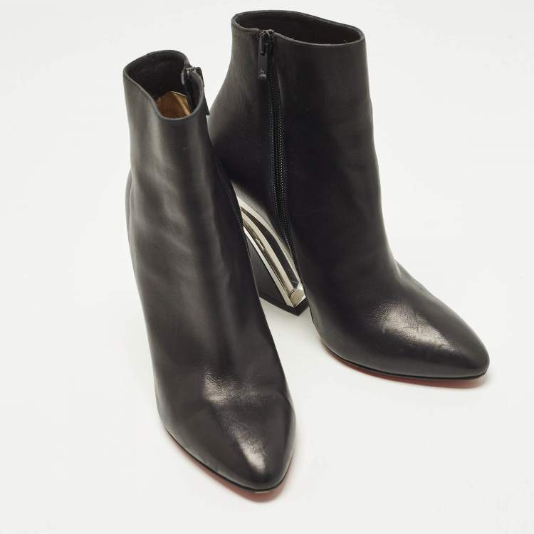 Pre Owned Christian Louboutin Levitibootie Size 39.5 Black Leather Ankle Boots