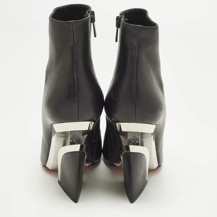 Pre Owned Christian Louboutin Levitibootie Size 39.5 Black Leather Ankle Boots