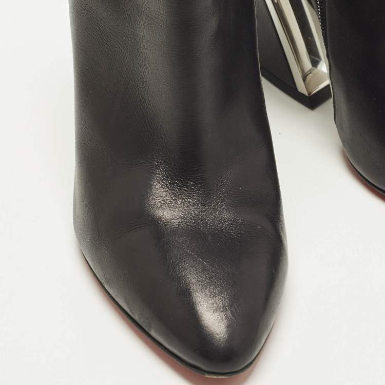Pre Owned Christian Louboutin Levitibootie Size 39.5 Black Leather Ankle Boots