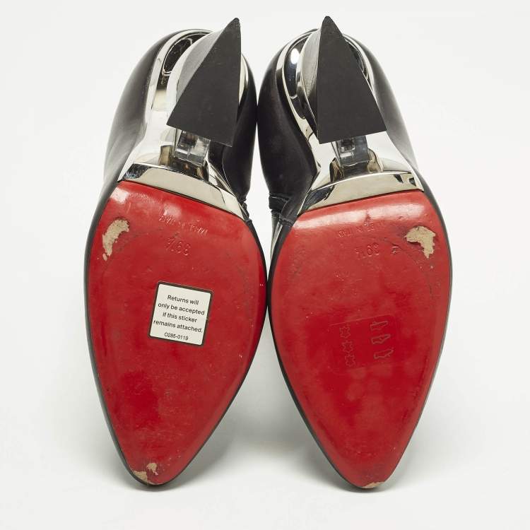 Pre Owned Christian Louboutin Levitibootie Size 39.5 Black Leather Ankle Boots