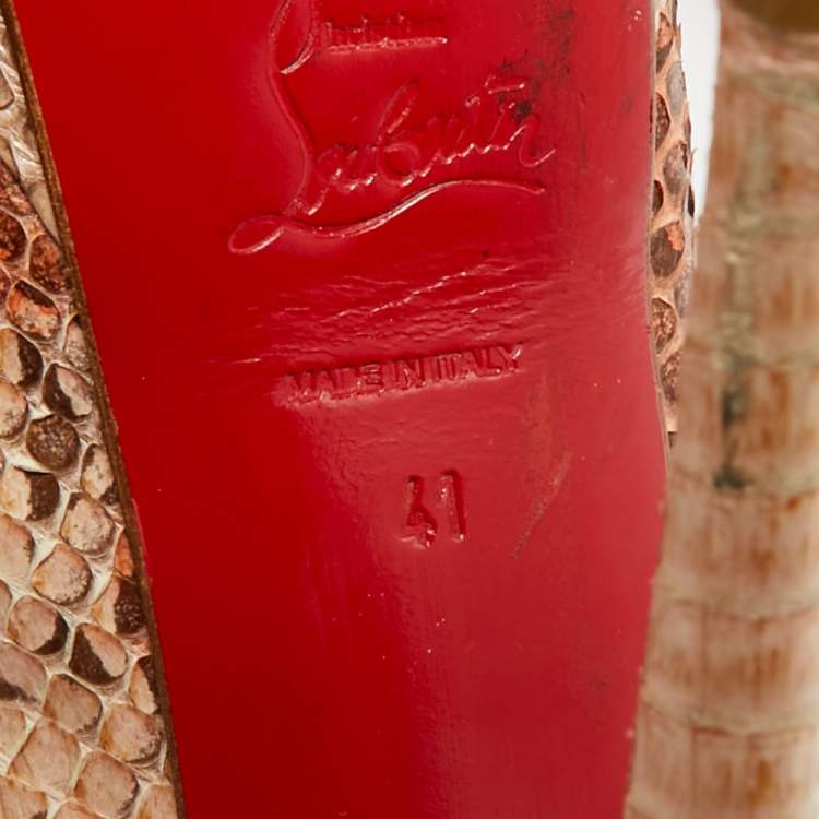 Pre Owned Christian Louboutin Lady Peep Size 41 Multicolor Python Leather Platform Pumps