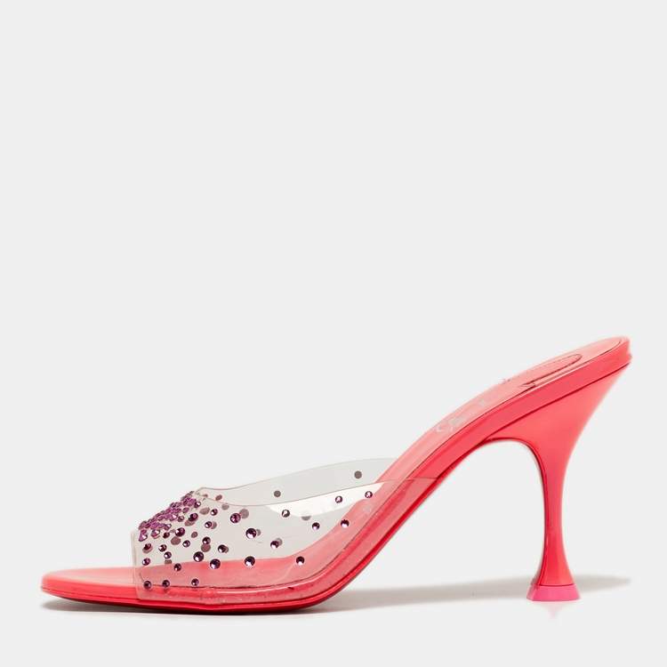 Pre Owned Christian Louboutin Degramule Size 38 Transparent PVC Slide Sandals