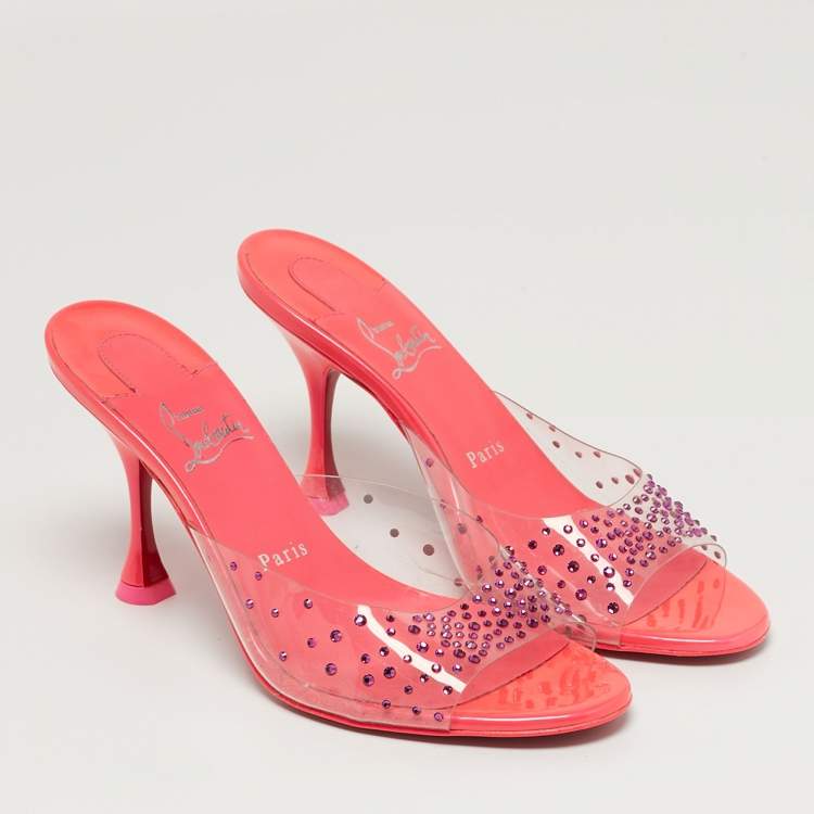 Pre Owned Christian Louboutin Degramule Size 38 Transparent PVC Slide Sandals