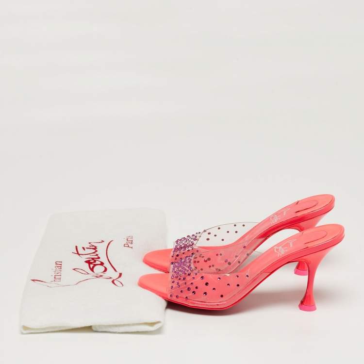 Pre Owned Christian Louboutin Degramule Size 38 Transparent PVC Slide Sandals