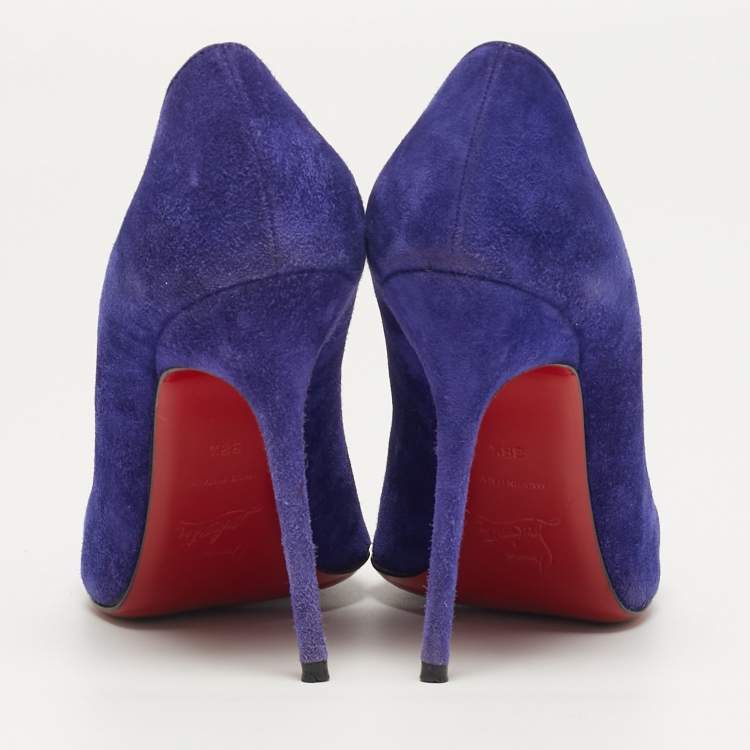 Pre Owned Christian Louboutin Corneille Size 38.5 Blue Suede Pumps
