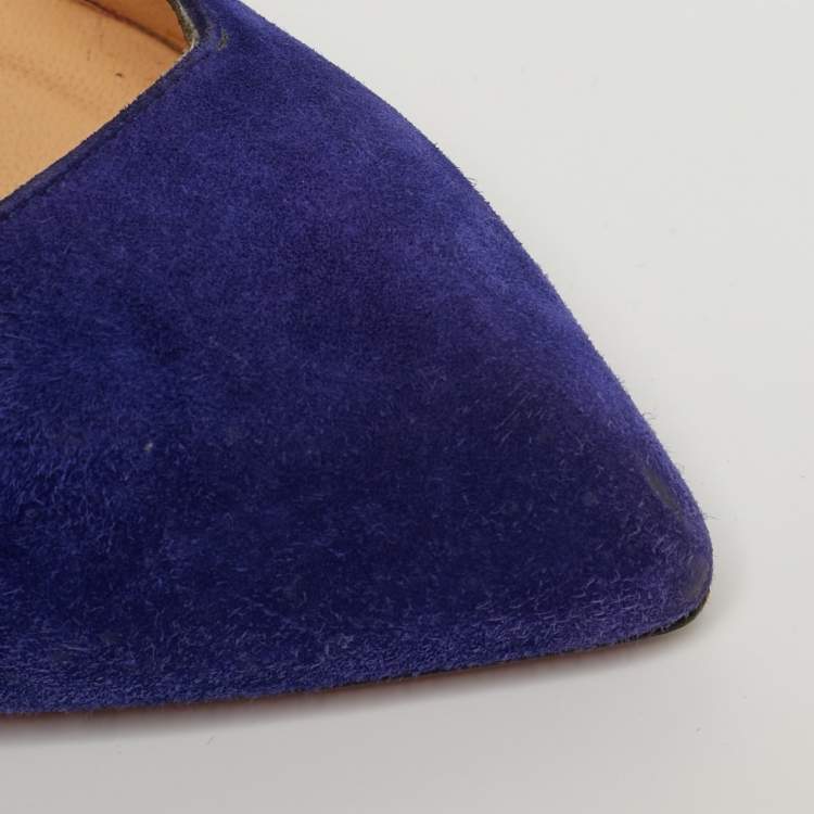 Pre Owned Christian Louboutin Corneille Size 38.5 Blue Suede Pumps
