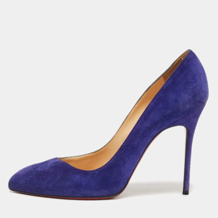 Pre Owned Christian Louboutin Corneille Size 38.5 Blue Suede Pumps