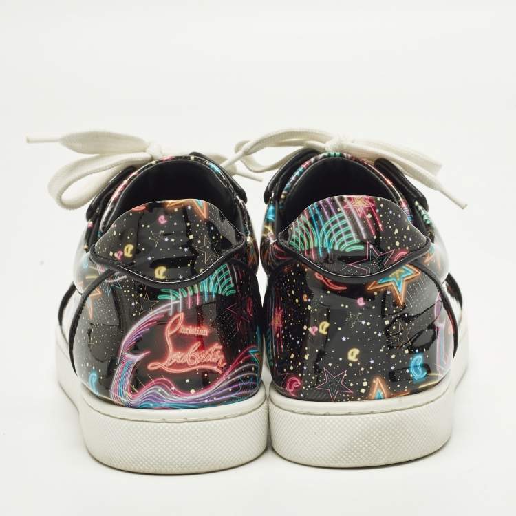 Pre Owned Christian Louboutin Vieira Size 38 Multicolor Patent Leather Lace Up Sneakers