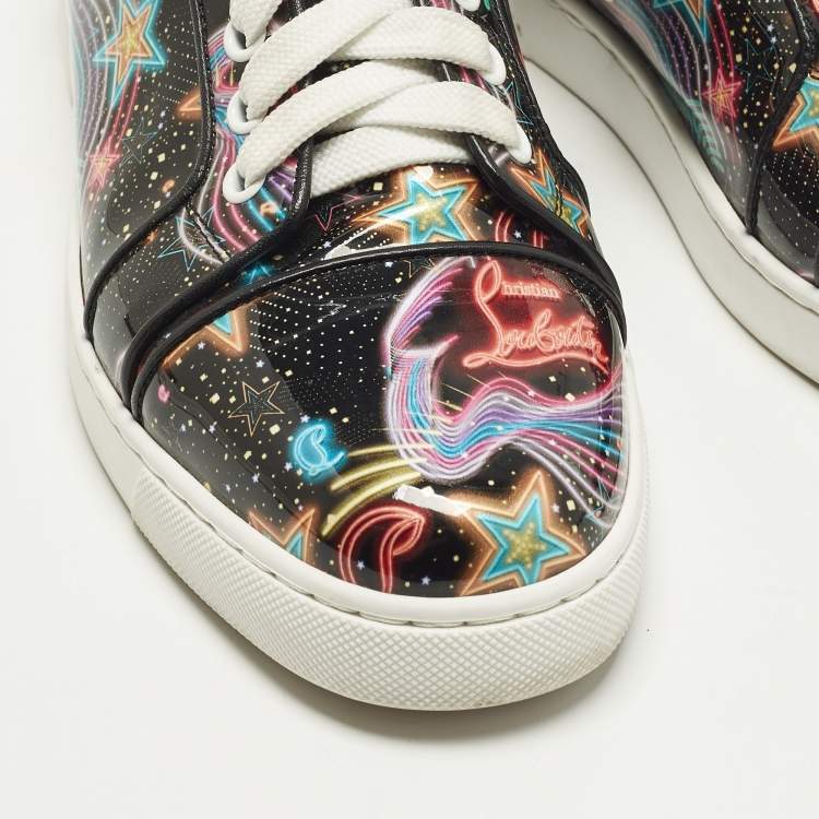 Pre Owned Christian Louboutin Vieira Size 38 Multicolor Patent Leather Lace Up Sneakers