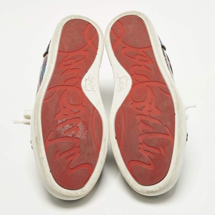 Pre Owned Christian Louboutin Vieira Size 38 Multicolor Patent Leather Lace Up Sneakers