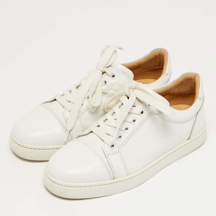 Pre Owned Christian Louboutin Vieira Size 35 White Leather Low Top Sneakers