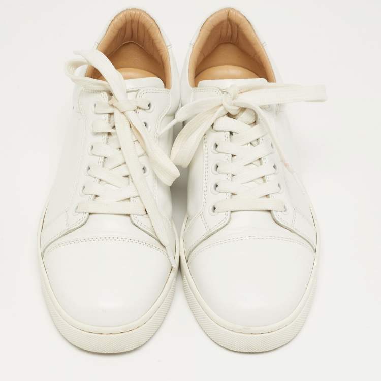 Pre Owned Christian Louboutin Vieira Size 35 White Leather Low Top Sneakers