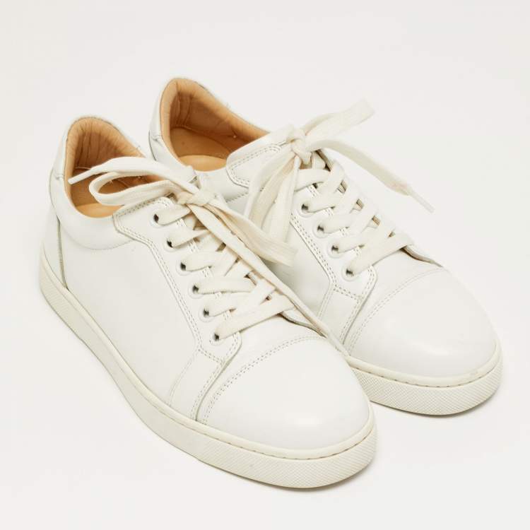 Pre Owned Christian Louboutin Vieira Size 35 White Leather Low Top Sneakers