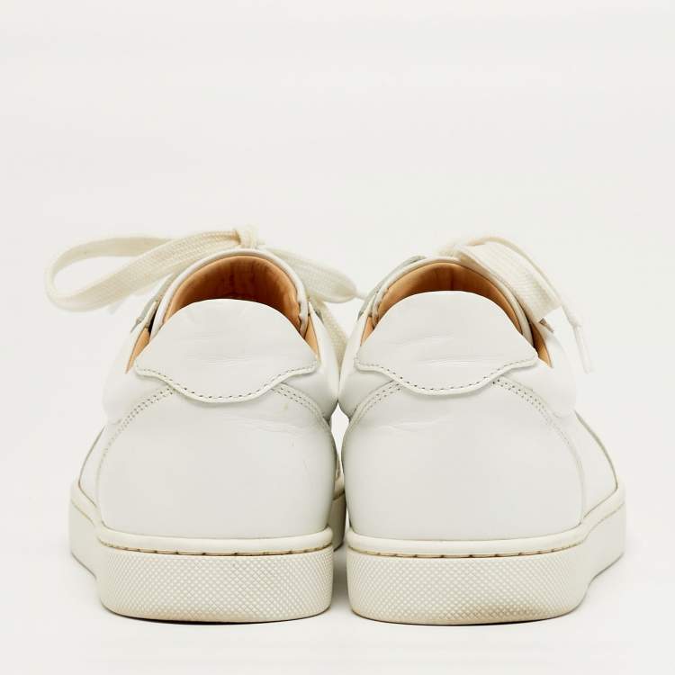 Pre Owned Christian Louboutin Vieira Size 35 White Leather Low Top Sneakers