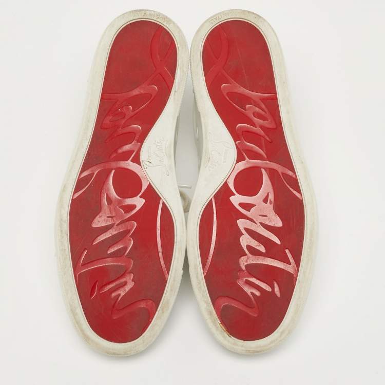 Pre Owned Christian Louboutin Vieira Size 35 White Leather Low Top Sneakers