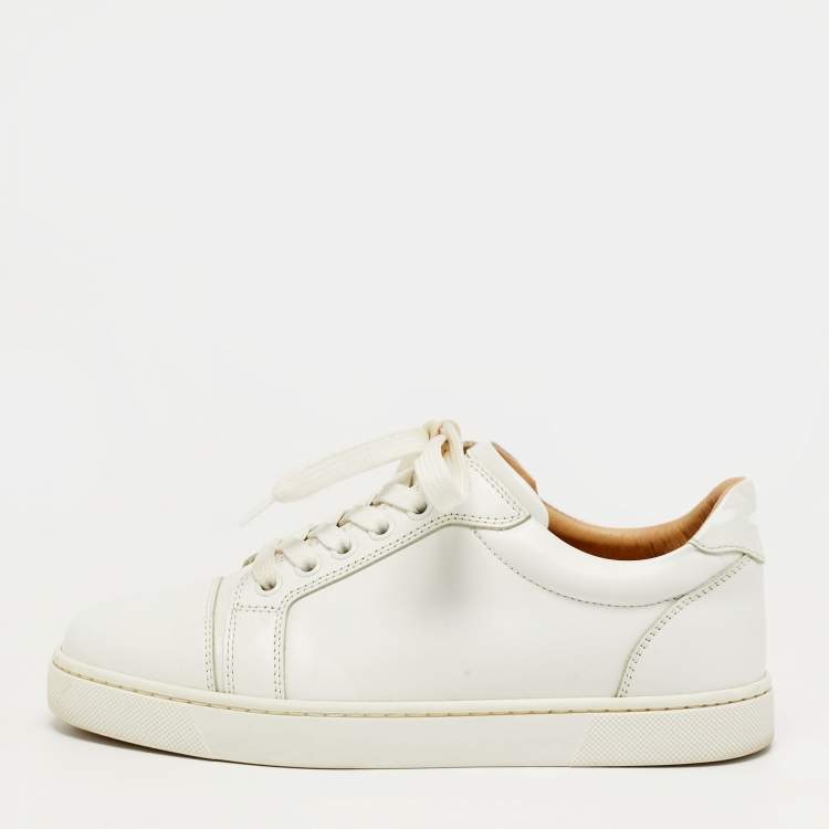 Pre Owned Christian Louboutin Vieira Size 35 White Leather Low Top Sneakers