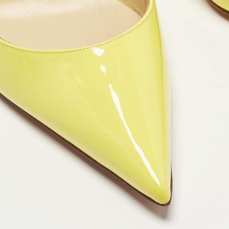 مملوكة مسبقًا Christian Louboutin Size 40 Yellow Patent Leather Clare Slingback Pointed Toe Pumps