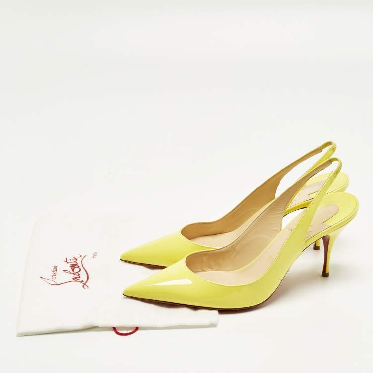 مملوكة مسبقًا Christian Louboutin Size 40 Yellow Patent Leather Clare Slingback Pointed Toe Pumps