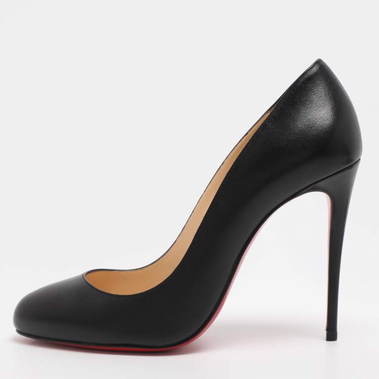Pre Owned Christian Louboutin Simple Size 37 Black Leather Pumps
